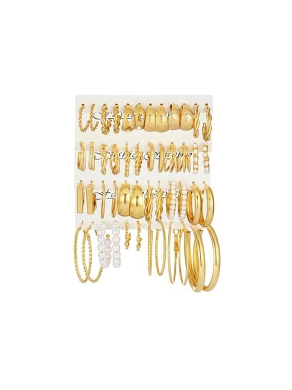 24 Pairs Gold Silver Hoop Earrings Set for Women, Lightweight Earring Pack